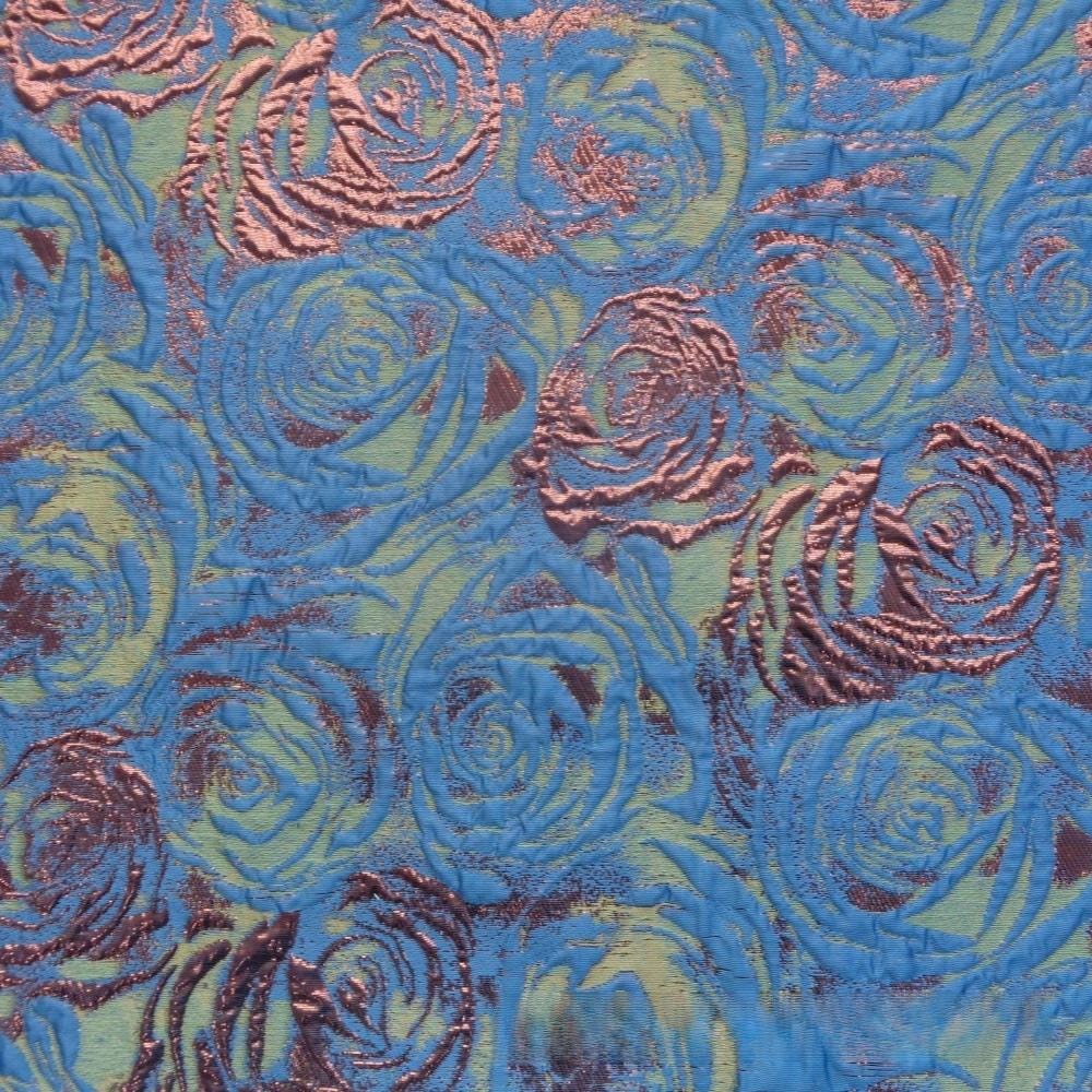 Green Rose Jacquard Fabric: Colorwoven Dress Material - 58"
