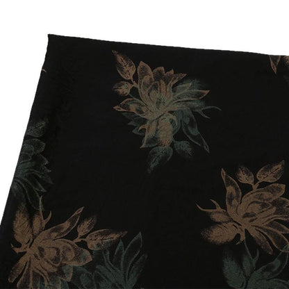 Black Floral Gambiered Canton Gauze Fabric: Two-Tone Satin, 59" Wide