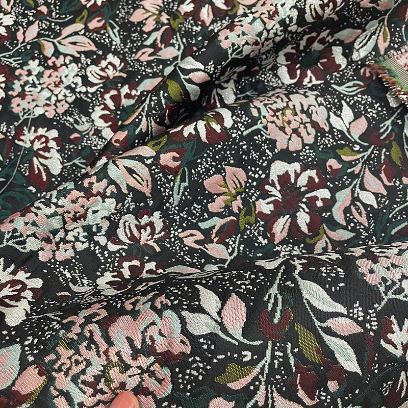 Autumn Floral Jacquard Fabric: Thick Stiff Upholstery, Costume, Decor