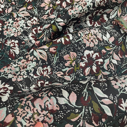 Autumn Floral Jacquard Fabric: Thick Stiff Upholstery, Costume, Decor