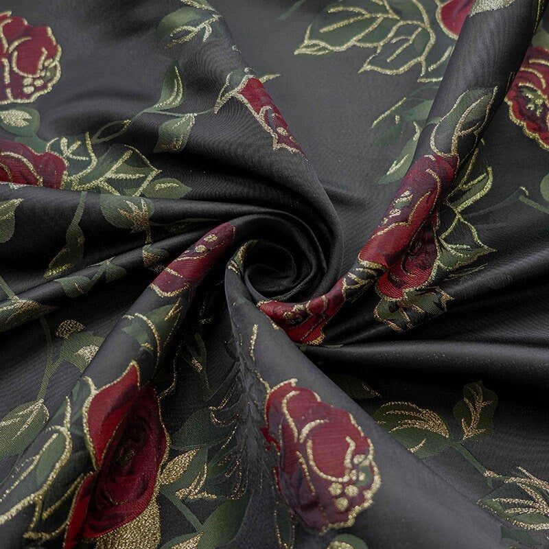 Gold Thread Rose Jacquard Fabric: 3D Texture Upholstery, Costume, Decor - 63" Wide