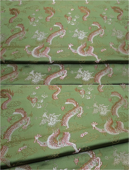 Chinese Dragon Silk Brocade Fabric: Fire Pattern, 29" Wide