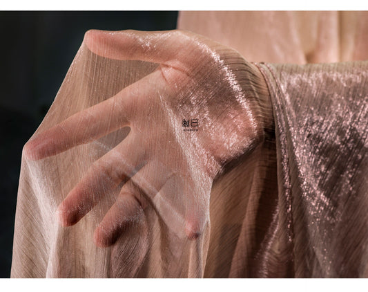 Bean Paste Chiffon Fabric: 57"W Sheer Art Retro Polyester Material