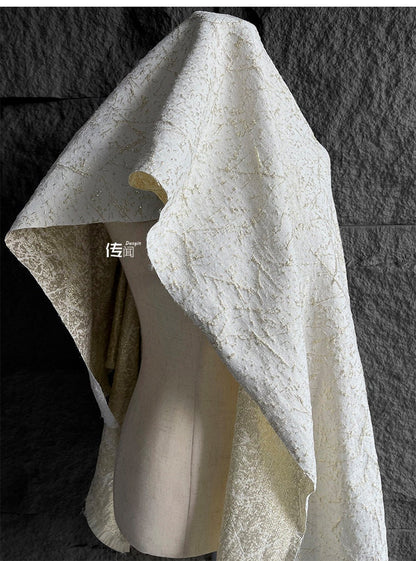 Gold Thread Jacquard Fabric: 3D Oil Painting Texture, 53" Wide
