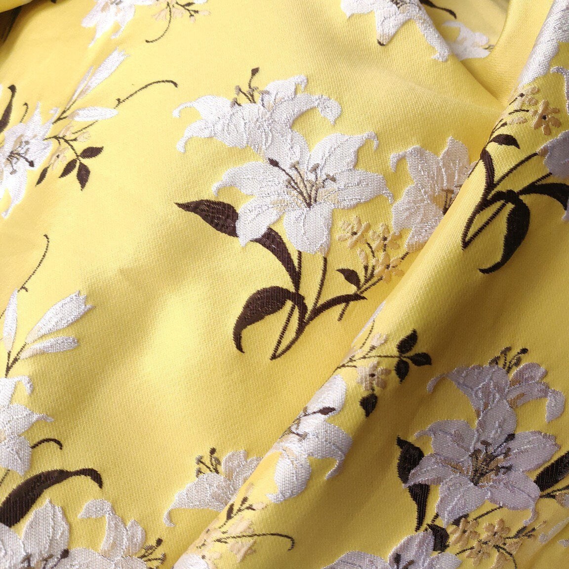 Reversible Jacquard Fabric: 3D Floral Lily Embossed Woven, 55"W