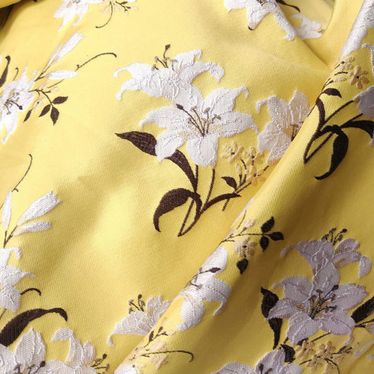 Reversible Jacquard Fabric: 3D Floral Lily Embossed Woven, 55"W