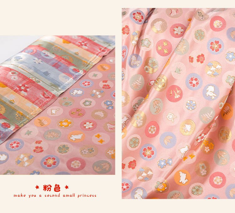 Japanese Nishijin Easter Bunny Brocade Fabric: Silk Rayon Jacquard