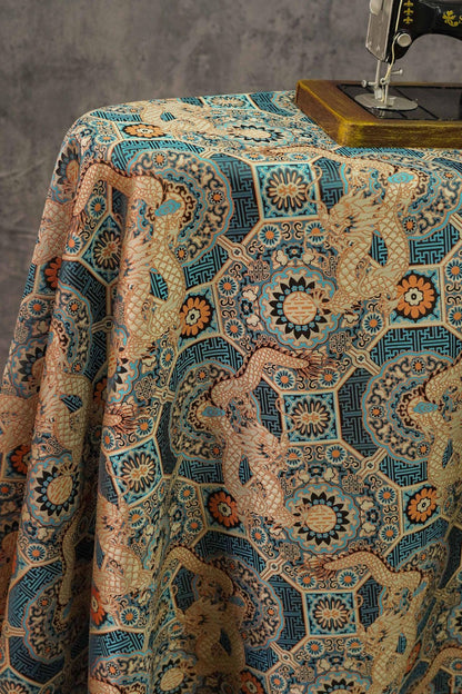 Tissu Dragon Mongol : Motif Bada tibétain pour l’ameublement, les costumes et la décoration