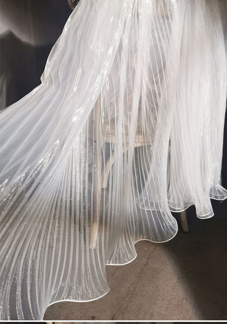 Pleated Big Wave Laser Organza Fabric - 57" W Stiff Texture