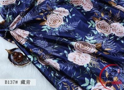 Printed Floral Satin Fabric: Soft Polyester, 59" Wide, Sewing Material