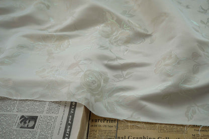 Gold Thread Floral Jacquard Fabric: 3D Texture, 63" Wide By The Meter