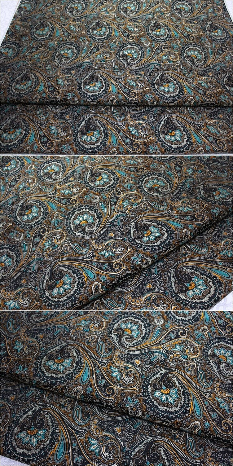 Silk Brocade Damask Fabric: Paisley Phoenix Tail Pattern, 29.5" Wide