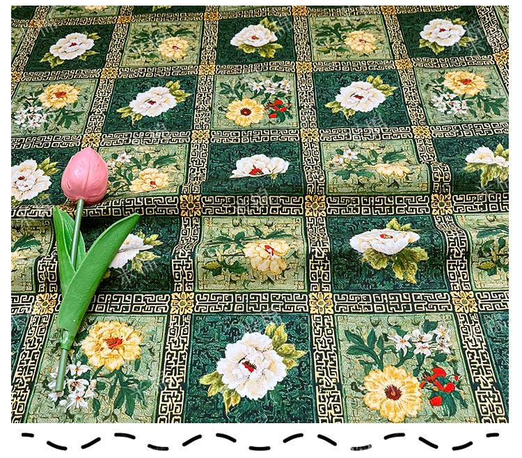 Floral Cotton Fabric ��� Botanical Print Sewing Materi" Wide