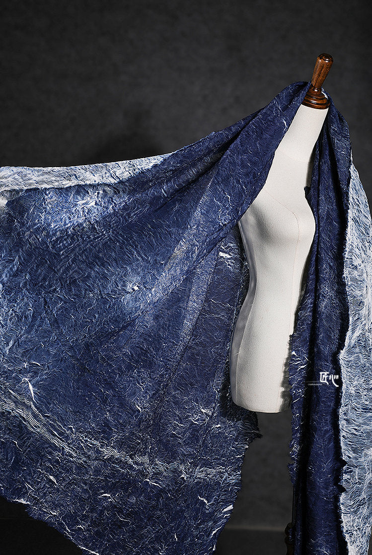 Tissu en maille de nylon plissée à texture 3D, drapé créatif, 140 cm de large