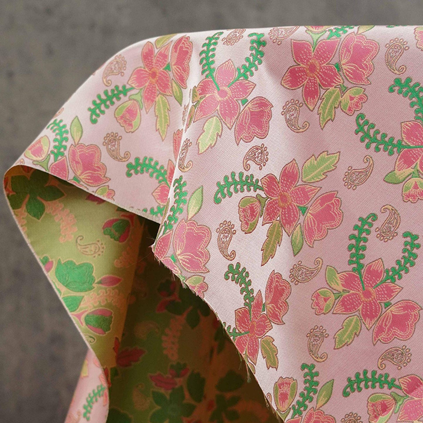 Peach Reverse Jacquard Fabric: 3D Upholstery, Costume, Decor - 66"W