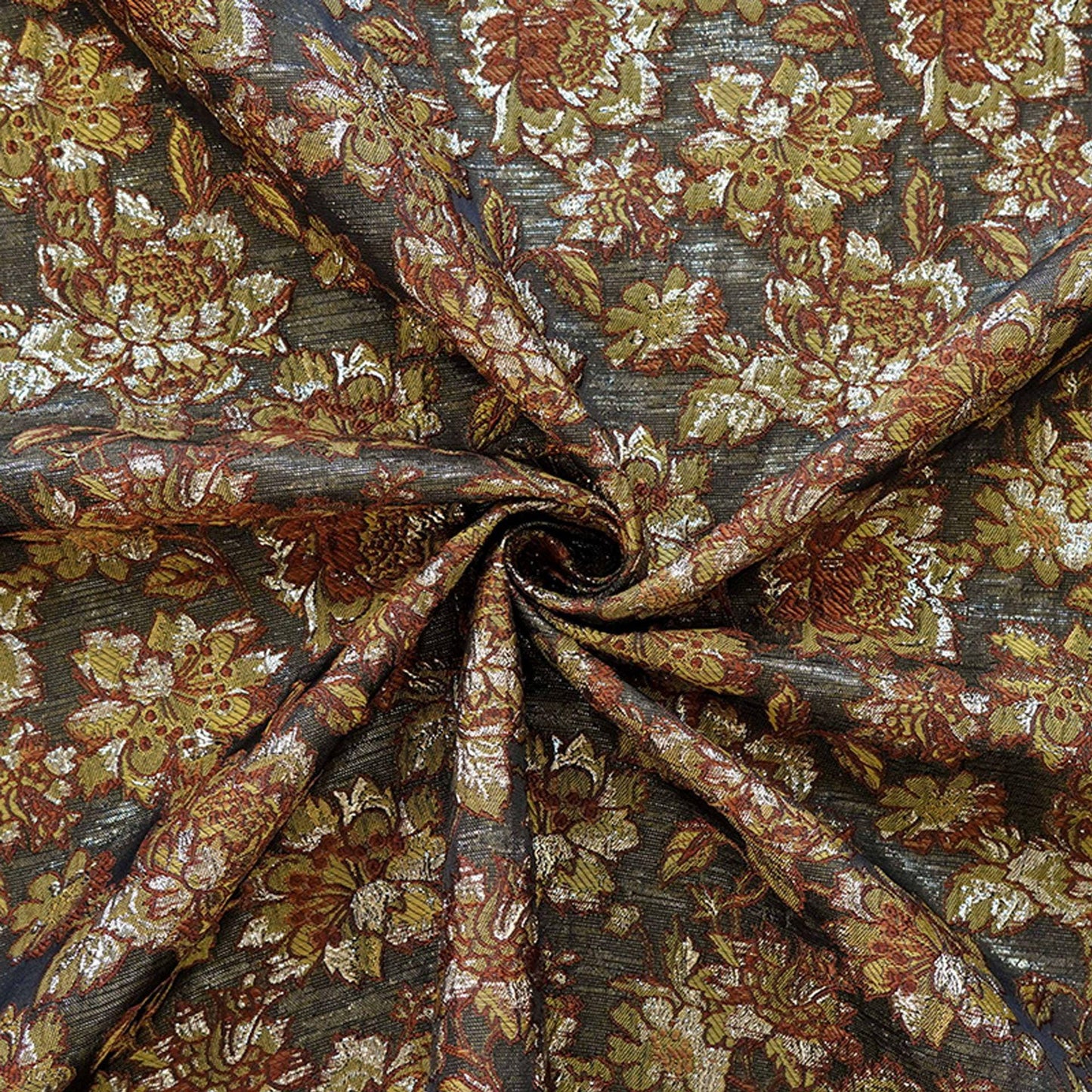 Tissu jacquard européen à motif floral en relief et fil d'or - Brocart de luxe pour ameublement, rideaux, couture, décoration intérieure - Large