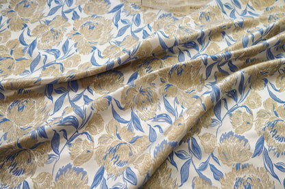 Gold Thread Floral Jacquard Fabric: Vintage Palace Designer Fabric, 62" Wide