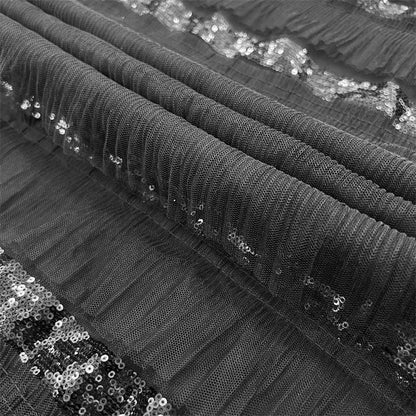 Pleated Sequin Lace Fabric: 3D Embroidery, 50"W, For Sewing & DIY