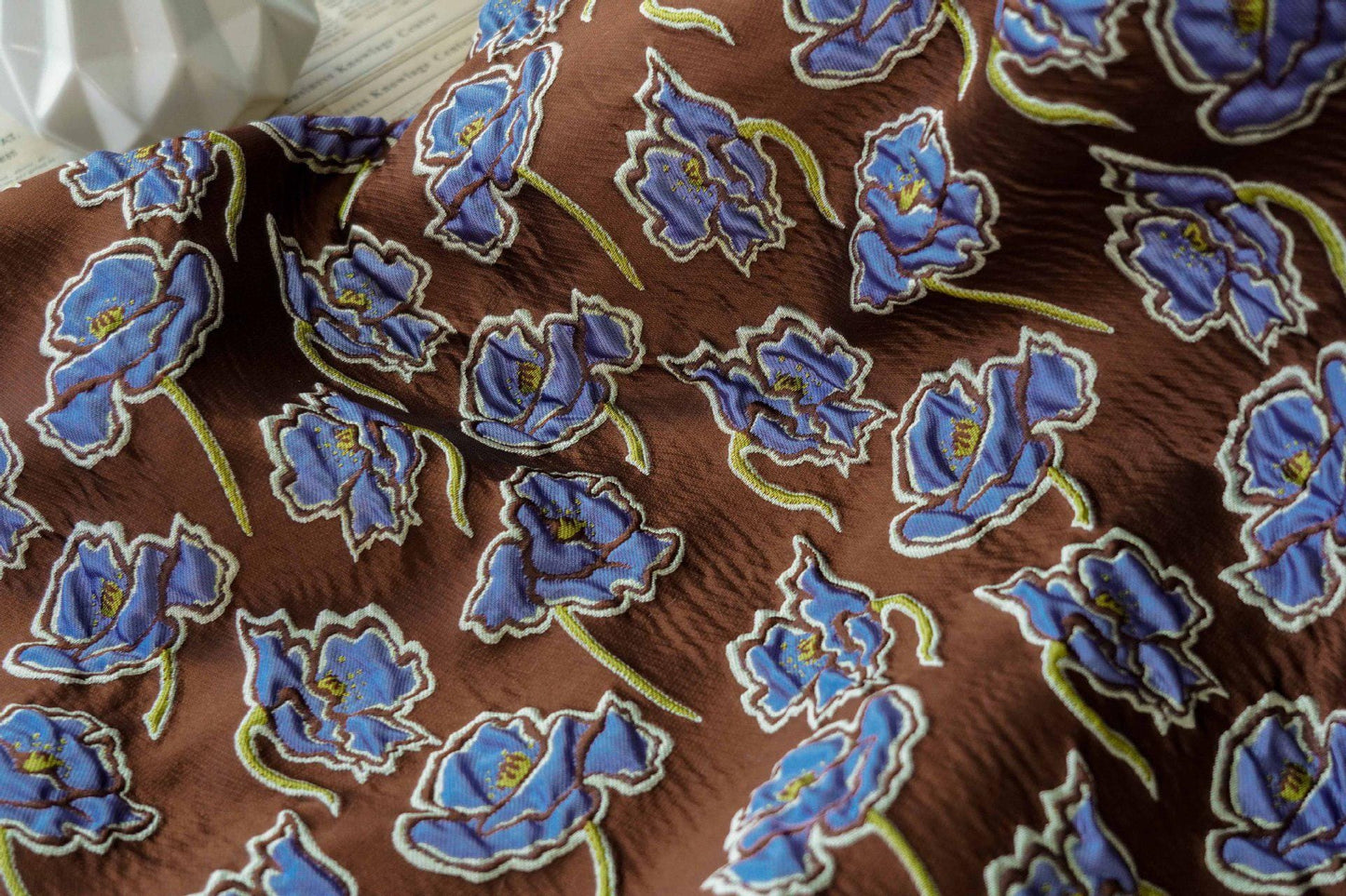 Floral Jacquard Woven Fabric: 3D Embossed Upholstery, Costume, Sewing DIY (55"W)