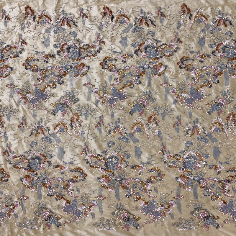 Embroidered Velvet Fabric ��" Wide Plush Material for Sewing & Upholstery