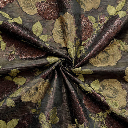 Rose Jacquard Brocade Fabric | Embossed Floral Dress Material, 59" Wide