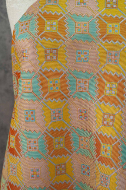 Tissu tissé à carreaux losanges bohèmes : mélange de rayonne, 150 cm de large