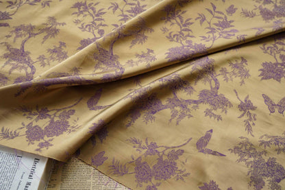 Floral Jacquard Brocade Fabric: 45"W Silk Rayon Blend