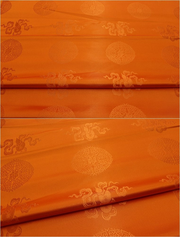 Jacquard Silk Brocade Fabric: Chinese Mongolian Style (29.5" Wide)