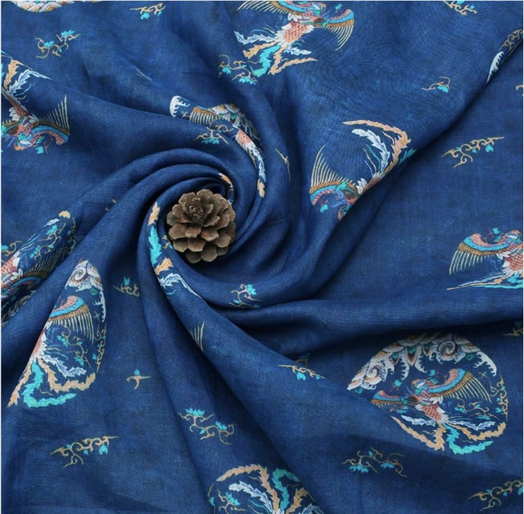 Dunhuang Frescoes Linen Fabric: Asian Chinese Style Upholstery, Sewing, Scarf