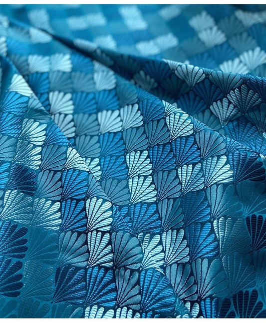 Tissu brocart jacquard coquillage : damas de soie et rayonne de 75 cm de large