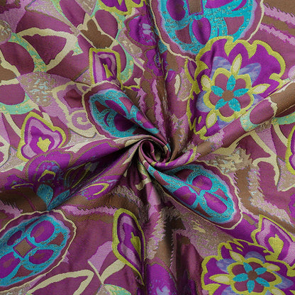 Tissu jacquard gaufré : brocart floral géométrique abstrait, 150 cm de large
