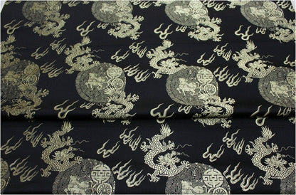 Tissu brocart de soie à motif de dragon chinois : 74 cm de large, accessoires de vêtements