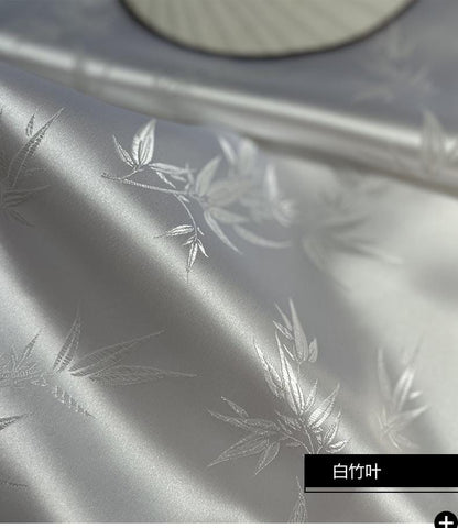 White Bamboo Silk Brocade Fabric - 45" Wide, Upholstery Sewing Material