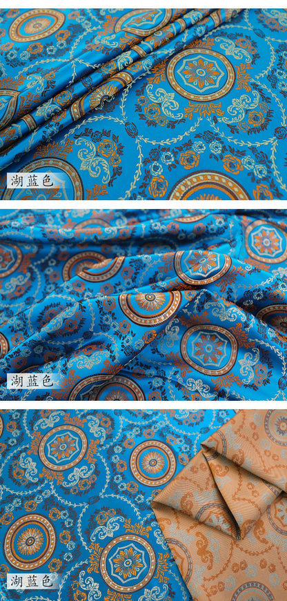Roulette Flower Jacquard Fabric: Silk Rayon Sewing Material