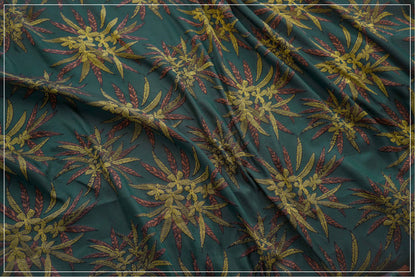 Tissu jacquard réversible vert foncé : revêtement d’ameublement tissé à motif floral en relief, 162,5 cm de large