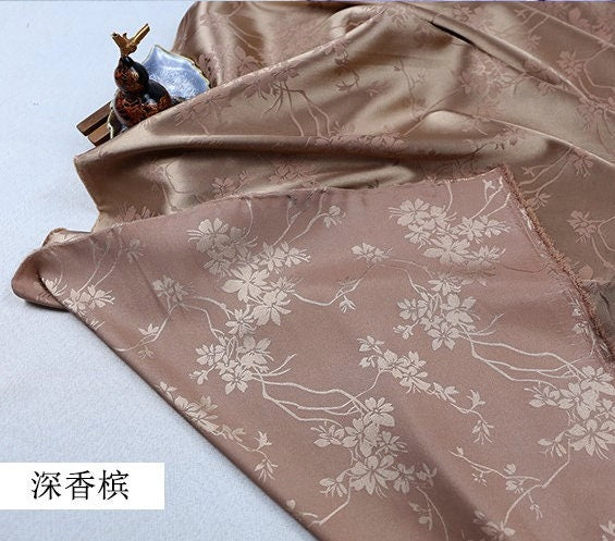 Floral Jacquard Satin Fabric: Two-Sided Antique Chinese Cosplay (59" Wide)