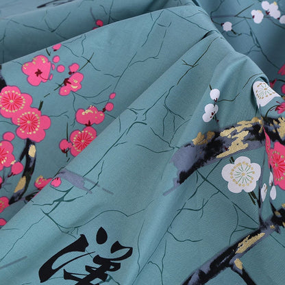 Japanese Floral Print Cotton Fabric: Kimono Dress Sewing Material
