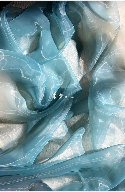 Gradient Organza Fabric: Emerald Green Wedding Mesh, 56"W