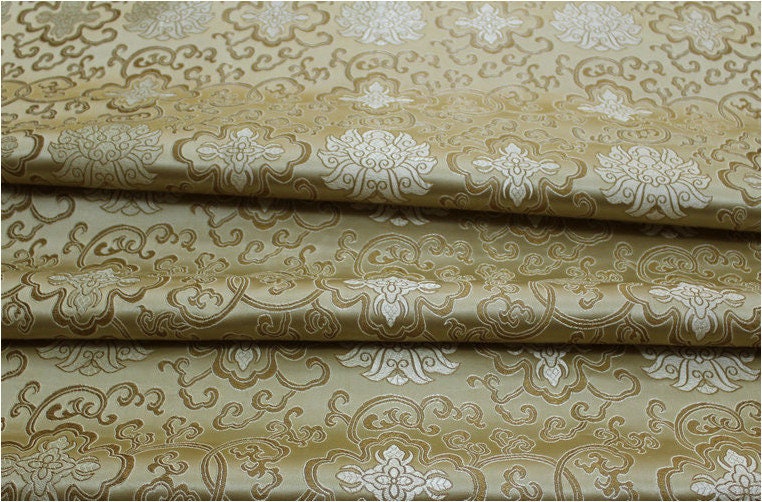 Blue Chinese Medallion Brocade Fabric: 35" Wide Rayon