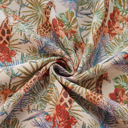 Giraffe Zoo Jacquard Fabric: Autumn Upholstery & Sewing Material