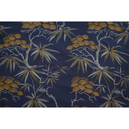 Dark Blue Ginkgo Jacquard Fabric: Polyester Upholstery & Dress Material