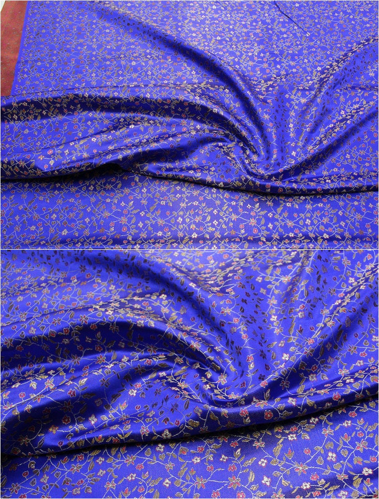 Floral Chinese Brocade Fabric: Silk Rayon Blend, 35" Wide