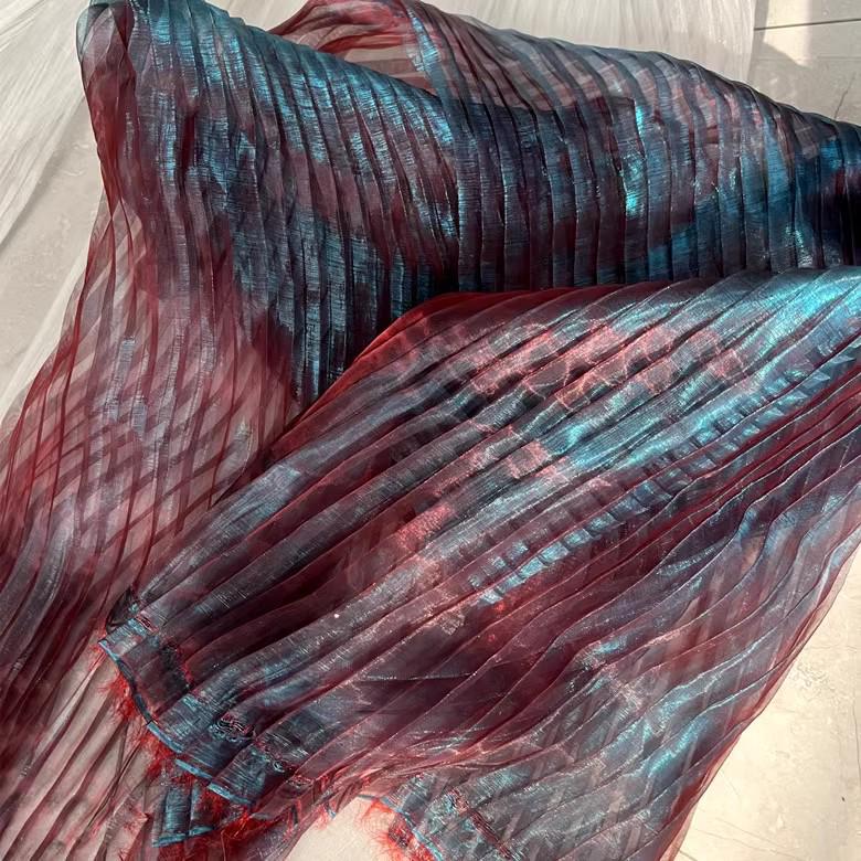 Mermaid Reflective Organza Fabric: 57"W Stiff Texture Gown Fabric