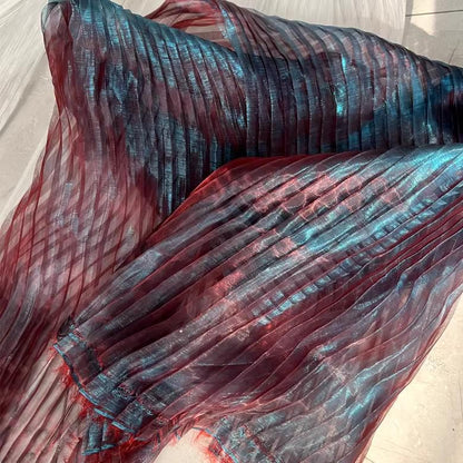 Mermaid Reflective Organza Fabric: 57"W Stiff Texture Gown Fabric