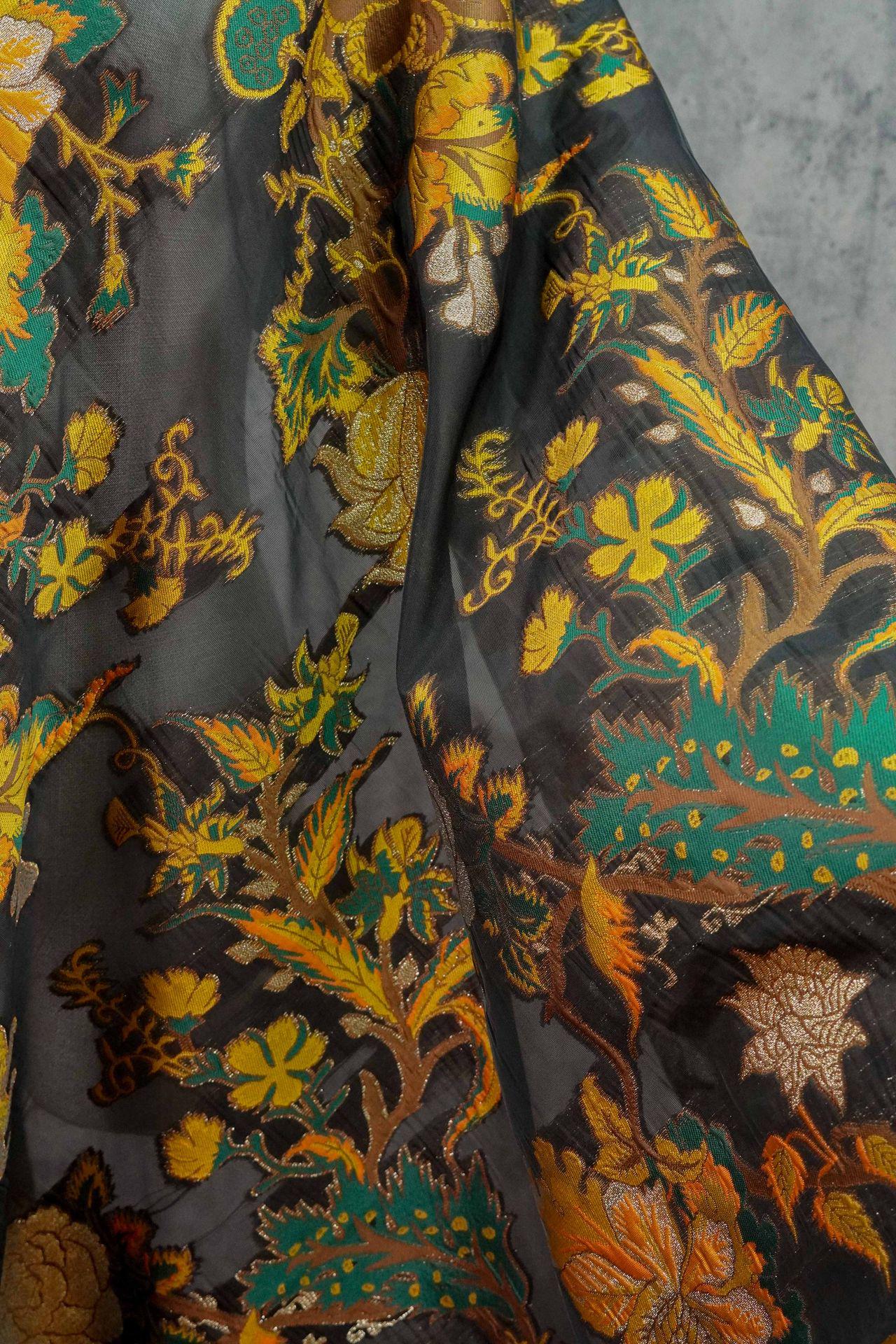 Yellow 3D Jacquard Organza Fabric: Embossed Dress Costume Sewing, 55"W