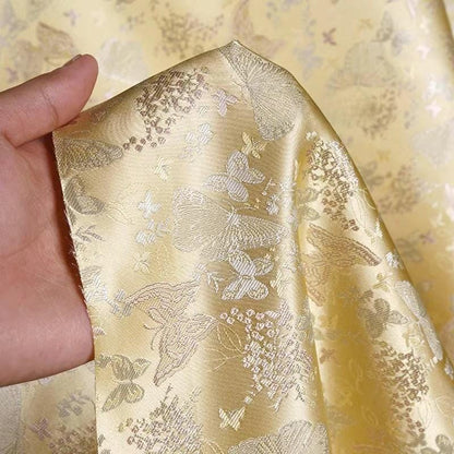 Butterfly Floral Silk Brocade Fabric: 58"W Chinese Wedding Jacquard