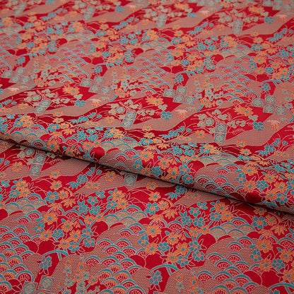 Tissu brocart de soie à motif floral : 57 po de largeur, pour ameublement de cheongsam