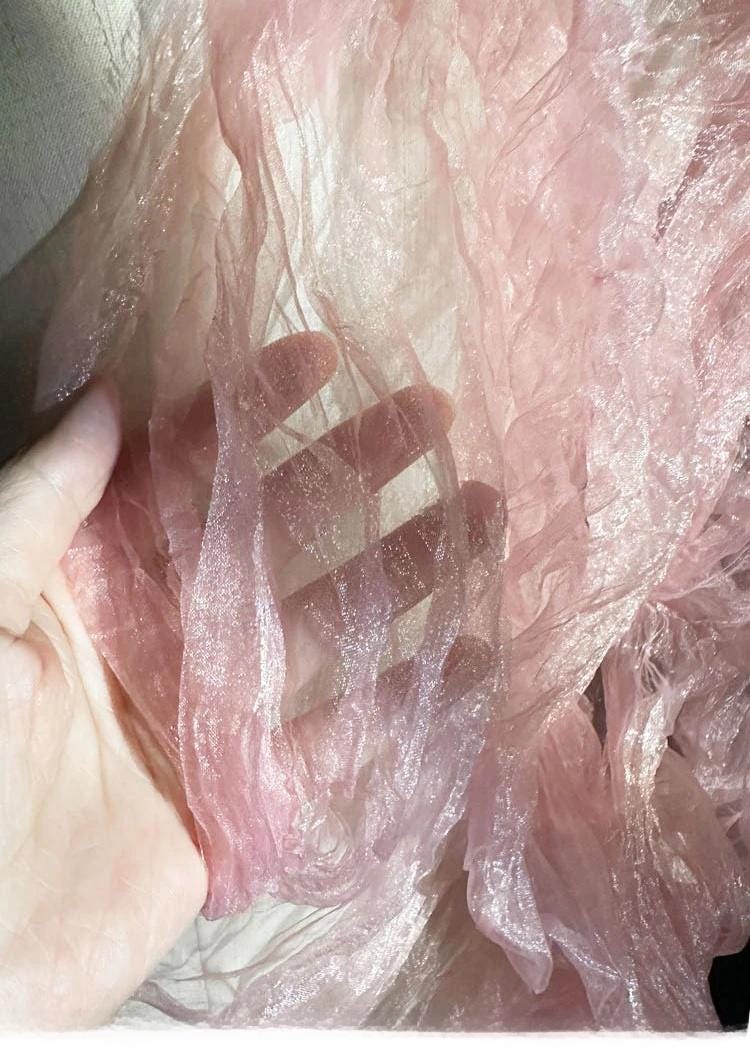 Pink Mermaid Organza Fabric: Water Reflective, Stiff Texture (55" W)