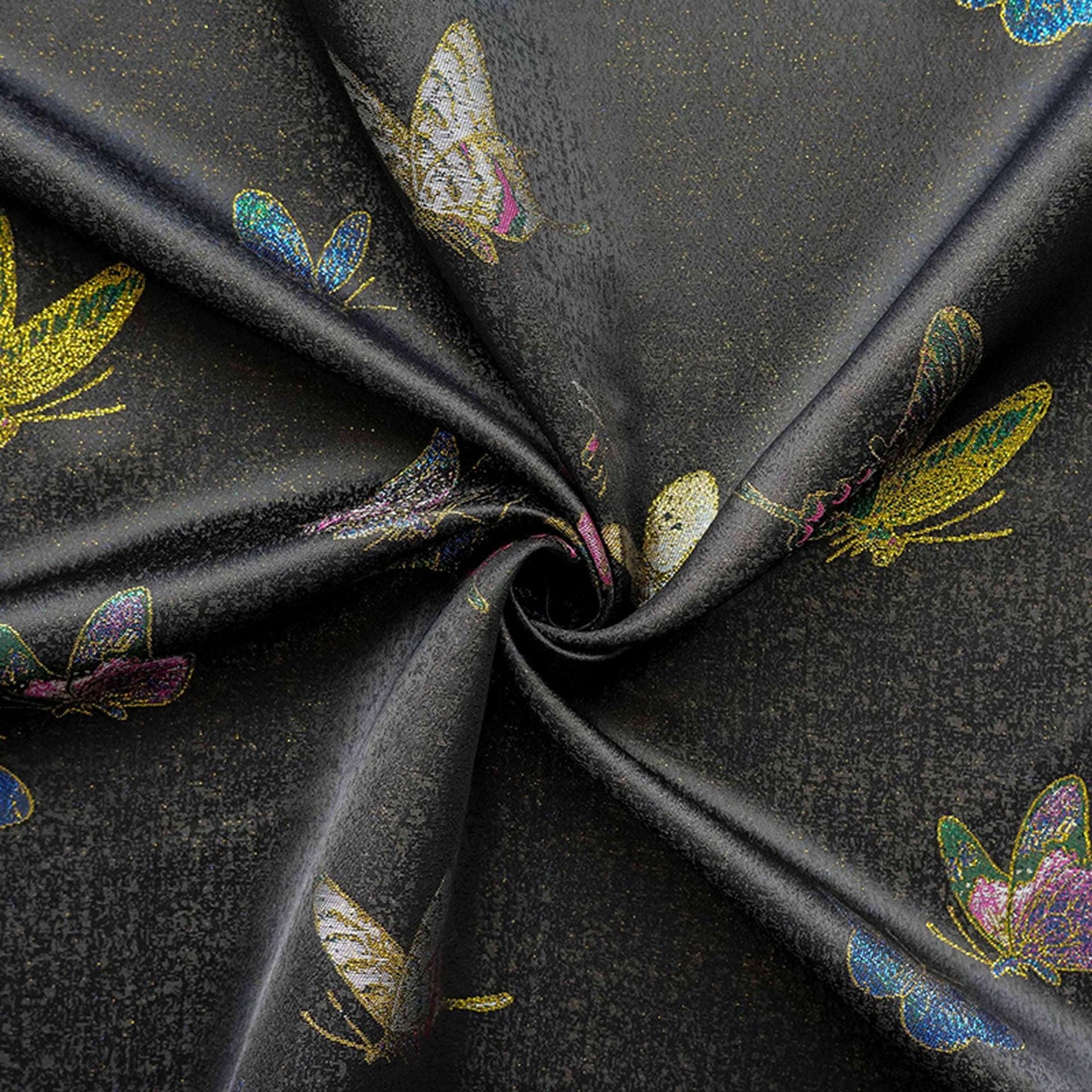 Black Brocade Fabric | Butterfly Jacquard, Sewing Material (59"W)