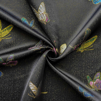 Black Brocade Fabric | Butterfly Jacquard, Sewing Material (59"W)